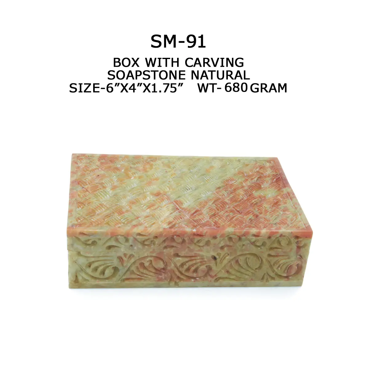 BOx WITH CARVING SOAPSTONE NATURAL